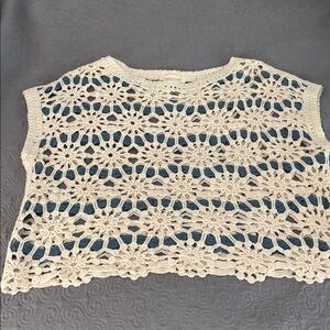 Solitaire Cream and Blue Crochet Top